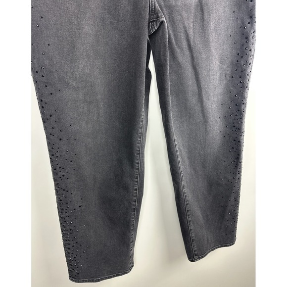Talbots Embellished High Waist Relaxed Jeans Black Rhinestone Crystal Size 14 - Picture 8 of 16